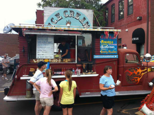 Food trucks like this one in Maplewood, have been both the source of avid support and controversy in communities in St. Louis. Creve Coeur appears to be ready to address the issue more fully this year. Credit Doug Miner