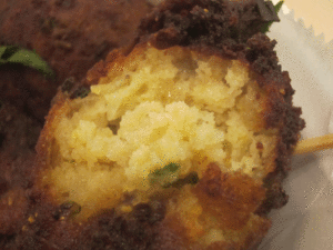 Inside Mei Mei Street Kitchen’s smoked cheddar fritters. (Image courtesy of Anna Ing.)