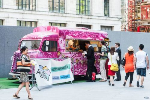 “Save our street food”: One of the stalls outside the Gherkin