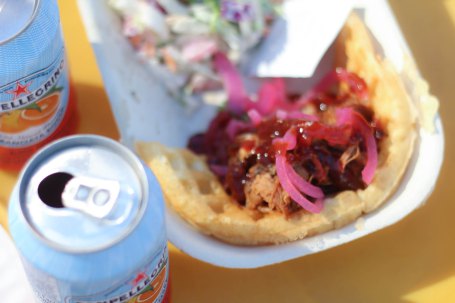 The pulled pork waffle and coleslaw from Bytown Bayou.