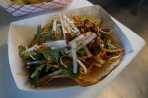The Running Duck Taco is made extra special with Mendonca's orange dust.
