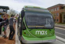 Ft. Collins, CO: Food Trucks Serving Lunch at Downtown MAX Station