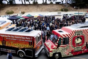 (Stephen Lam / Special to The Chronicle) An overall view of the weekly food event "Off The Grid" at Fort Mason Center in San Francisco, Calif. on Friday, Aug. 13, 2010.
