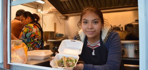 Miriam Hernandez opened the Taco King  Taqueria last July and serves customers  authentic Mexican food from her  mother's recipes.
