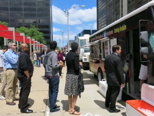 Crowds line up outside several food trucks at Walnut Wednesday on June 8, 2016. Nominate your favorite food truck to be in the running for cleveland.com's Best Food Trucks contest by 5 p.m. on Thursday, June 9. Ida Lieszkovszky, cleveland.com